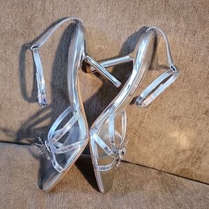 F21 Silver Diamond Embelished High Heel Sandals
